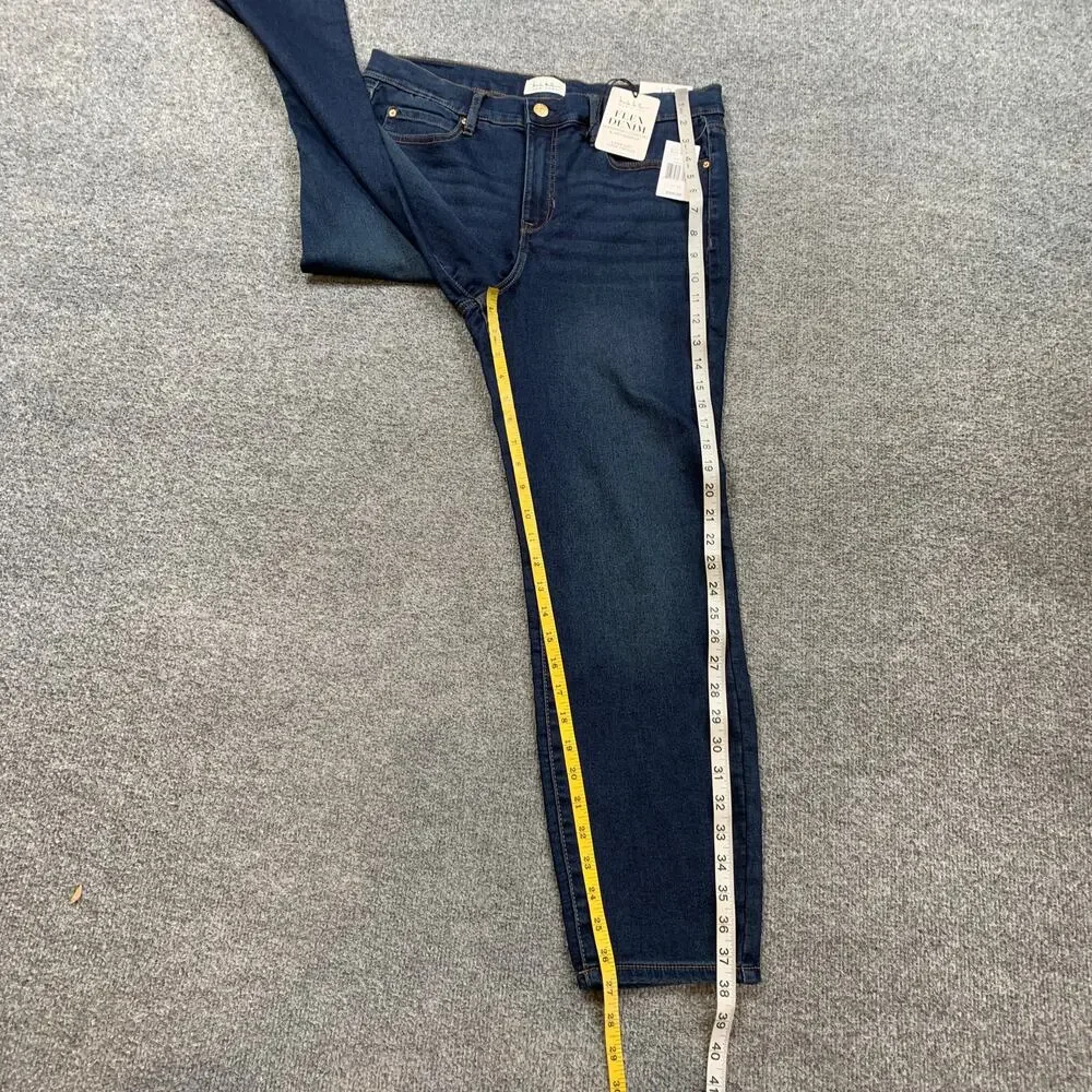 Nicole Miller Jeans Women 12 Blue Flex Denim Soho High Rise Ankle Skinny Stretch